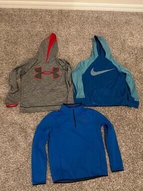 Nike & Under Armour Boys Large Lot of 3 Athletic Hoodies